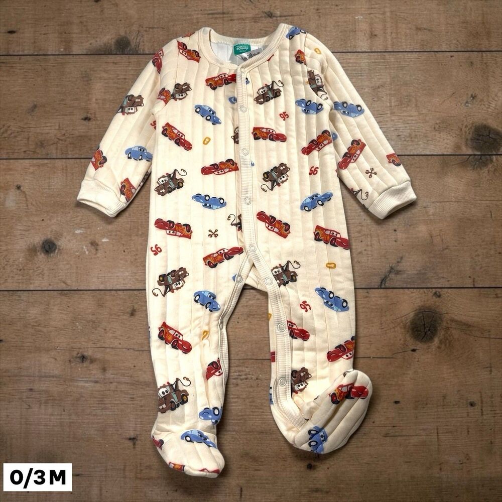 Disney Baby Pixar Cars Hooded Quilted Sleeper 0-3 Mo Lightning McQueen Tow Mater